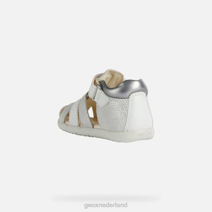 Geox sandaal macchia meisje 282Z1477 gebroken wit/zilver