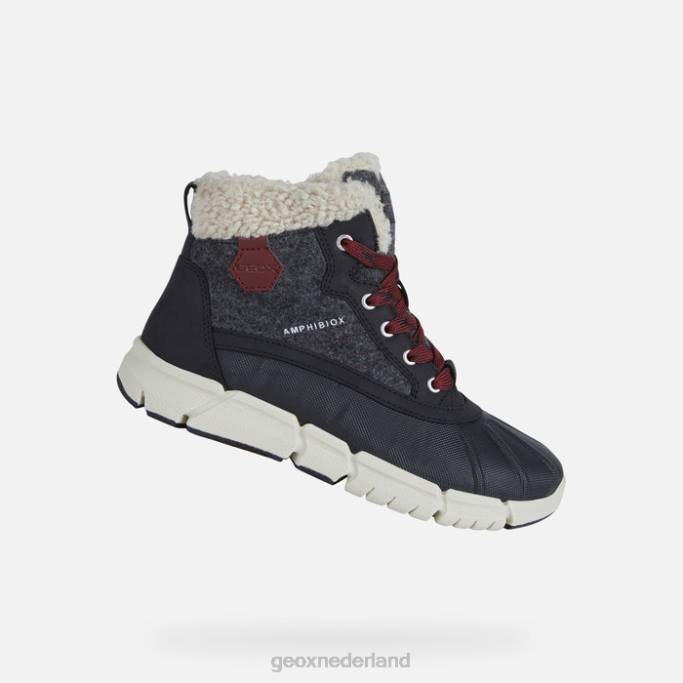 Geox flexyper abx jongen 282Z1990 donkergrijs/bordeaux